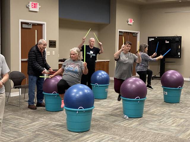 129122642_web1_cardio-4
Left to right, Shelton Blanton, Teresa Rose, Patricia Curtis, Belinda Parent, and Jan Jackson move to the beat of their individual cardio drums. (Kathy Grant Westbrook|mountolivetribune.com)