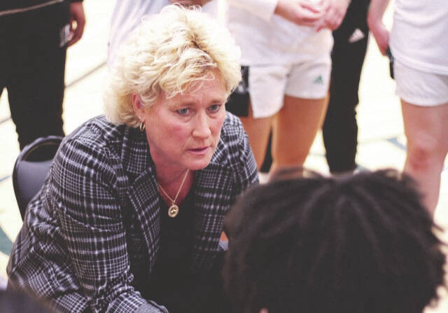 129197145_web1_UMO-Girls-B-ball
University of Mount Olive head womens basketball coach Wendy Lee reminds her team to play hard before its encounter with unbeaten and nationally-ranked Lenoir-Rhyne on Monday afternoon. (Rudy Coggins|Mountolivetribune.com)