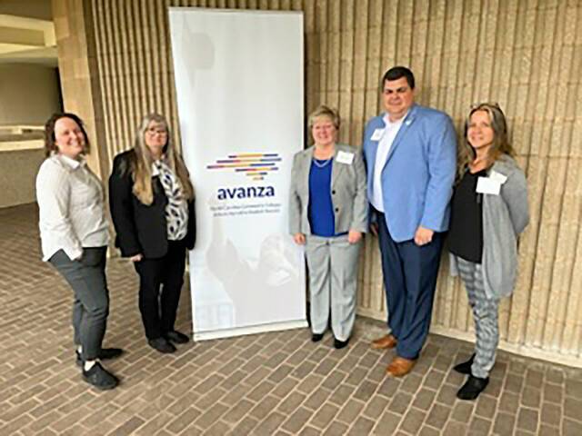 129629650_web1_Avanza-WCC-Group
Wayne Community Colleges team in the Avanza Latino student success initiative are Bethanie Lister, Katrina Lee, Dr. Patty Pfeiffer, Dr. Brandon Jenkins, and Maria Abalo-Zarate.
