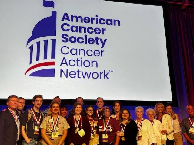 130031673_web1_ferrell-cancer-1
At this years American Cancer Society Cancer Action Network gathering in Washington, D.C., North Carolina volunteers received the 2023 Cancer Advocacy Award for their work helping with the successful passage of Medicaid Expansion in the state, bringing health care coverage to 600,000 people. Rhonda Ferrell, of Warsaw, is fifth from right.(Courtesy photo)