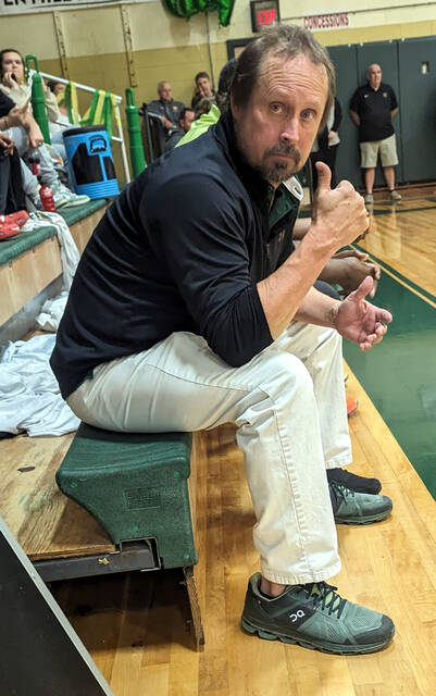 130384627_web1_JeffByrd
North Duplin head varsity boys basketball coach Jeff Byrd gives a thumbs-up during the closing seconds during a victory over Rosewood. The Rebels earned the programs first regular-season conference title in 22 years and finished 9-1 in Carolina 1A play after a two-point road win Thursday evening at Hobbton. (Rudy Coggins|mountolivetribune.com)