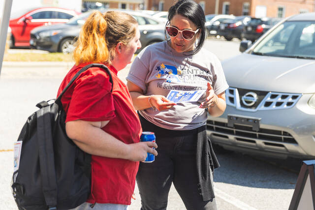 130517791_web1_community-day-party-2023-01
Reentry Coordinator Brandi Matthews, right, shares reentry information at 2023s Community Resources Day Party.