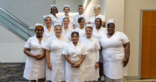 130790486_web1_PN-class-2024
Wayne Community Colleges practical nursing graduates are Holly Woodard of Clayton; Sarah Anderson, Vashita Bell, Imaria Cofield, Anna Creech, Daniel Jeffers, Alexis McDowell, Hayleigh Stocks, Ebony Thomas and Richia Walker of Goldsboro; Bridget Marino of Greenville; Deysi Meza-Morales of Pikeville; and Samantha McLamb of Seven Springs. (WCC photo)