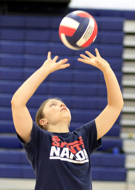 130816735_web1_TaylorLee
Southern Wayne senior Taylor Lee sets to a teammate during a recent practice. The four-year varsity starter is closing in on 1,000 assists for her career. (Rudy Coggins|mountolivetribune.com)
