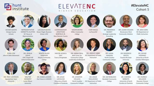 130940620_web1_elevate-nc
The fifth cohort of The Hunt Institutes ElevateNC program includes WCC Vice President of Workforce Continuing Education Services and Community Engagement Renita Dawson.