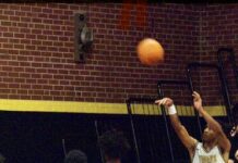 
			
				                                James Kenan’s Tyquise Wilson let’s go with a 3-point attempt during Tuesday night’s game against South Onslow. (Robert Taylor|mountolivetribune.com)
 
			
		