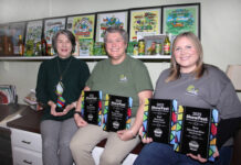 
			
				                                Lynn Williams, left, N.C. Pickle Festival co-chairman, has been honored by the N.C. Association of Festivals & Events as Director of the Year. Festival Co-chair Julie Beck, center, and festival Administrator Melissa Kilpatrick hold the awards the festival and Pickles, Pigs and Swigs won during the N.C. Association of Festivals and Events Showfest held in Charlotte. The festival won Best Poster for its James Bond theme; Best Merchandise for the dill pickle soda created by R&R Brewing; Best Brochure (that won for the second time in as many years) for the festival map; and Best Non-Print Media for a pictorial stamp. Pickles, Pigs and Swigs won Best Merchandise for its hats. (Steve Herring|mountolivetribune.com)
 
			
		