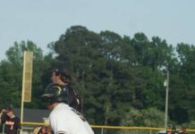 
			
				                                James Kenan’s Cal Avent, first base, and Eli Avent, second base, look to work together to advance themselves on the base paths.
                                 Robert P. Taylor|Mt. Olive Tribune

			
		