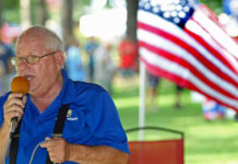 
			
				                                Hampton Lee opens Friday’s Fourth of July celebration at Westbrook Park by singing the national anthem. The annual event was co-sponsored by the Mount Olive Exchange Club and Rotary Club. (Steve Herring|mountolivetribune.com)
 
			
		