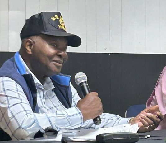 
			
				                                At-large commissioner Harlie Carmichael at Candidates Forum in September. (Georgia Dees|mountolivetribune.com)
 
			
		