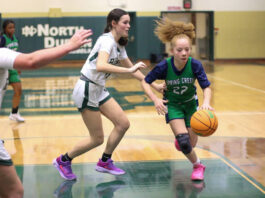 Lady Rebels set the pace in victory over Spring Creek
Spring Creeks No. 22 Nicole Jackson looks to create an opportunity as the Gators settle into their offense.