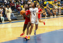 
			
				                                Southern Waynes No. 1 Azariah Jordan with a huge drive to the basket and the Saints cut the deficit.
 
			
		