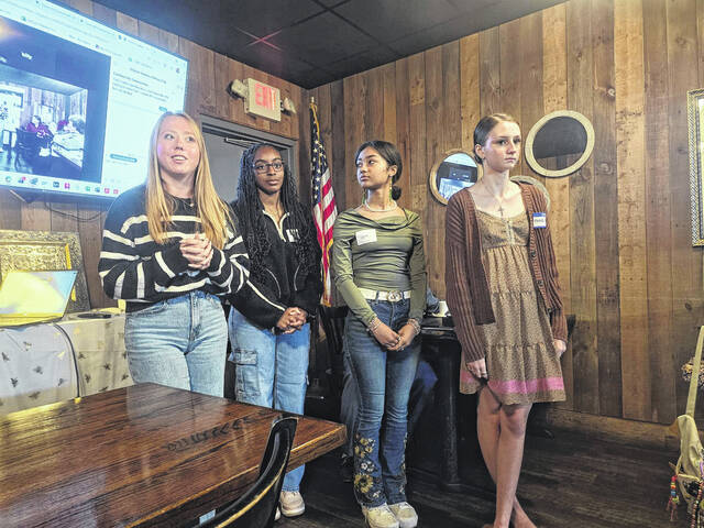 Students from Sampson County Schools, Clinton City Schools and the Sampson Early College talk Monday with Clinton-Sampson Rotarians about their experience attending the Rotary Youth Leadership Awards event they attended earlier in the year. The students thanked Rotarians for the opportunity and noted that the experience taught them a lot about preparation, planning, leadership, working together and learning to talk in larger groups. It helped me get out of my comfort zone, said Hobbton Highs Rosalia Morales. Among those presenting were Miguel Sanchez, Graham Dirks and Morales. The noon-day Rotarians joined with the evening club to financially sponsor the weekend leadership trip for the students. Clinton-Sampson Rotarian Brandi Elkin led the selection process. (Photos courtesy Clinton-Sampson Rotary)