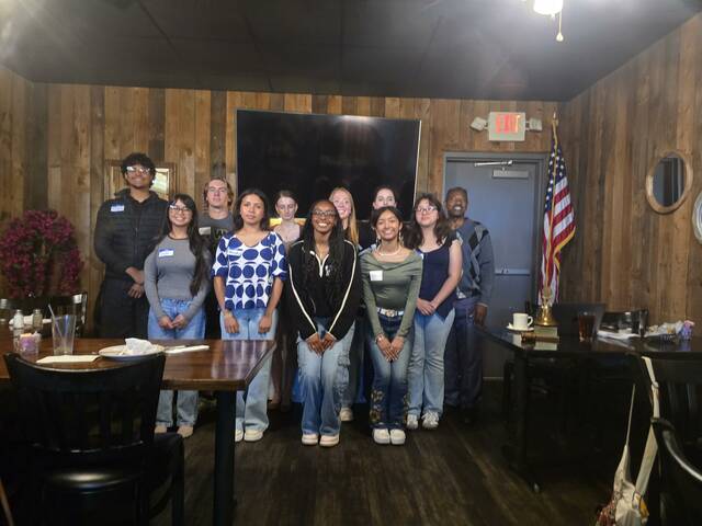 Students from Sampson County Schools, Clinton City Schools and the Sampson Early College talk Monday with Clinton-Sampson Rotarians about their experience attending the Rotary Youth Leadership Awards event they attended earlier in the year. The students thanked Rotarians for the opportunity and noted that the experience taught them a lot about preparation, planning, leadership, working together and learning to talk in larger groups. It helped me get out of my comfort zone, said Hobbton Highs Rosalia Morales. Among those presenting were Miguel Sanchez, Graham Dirks and Morales. The noon-day Rotarians joined with the evening club to financially sponsor the weekend leadership trip for the students. Clinton-Sampson Rotarian Brandi Elkin led the selection process. (Photos courtesy Clinton-Sampson Rotary)