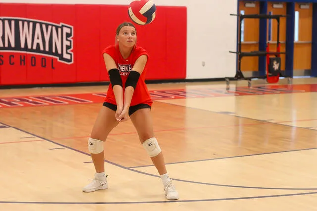 Southern Wayne Saints key returner Emma Kornegay works through drills to regain volleyball form ahead of the upcoming season.